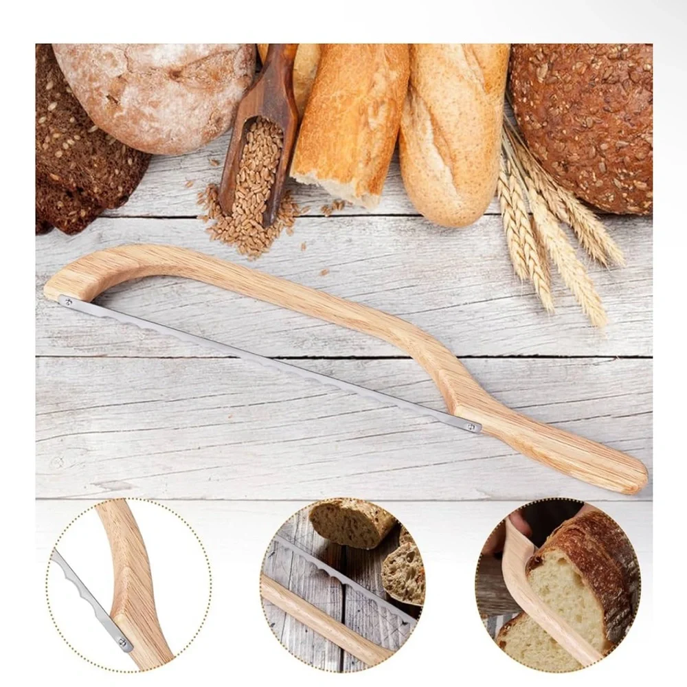 Wooden Bow Handle Bread‎ Knife NEW