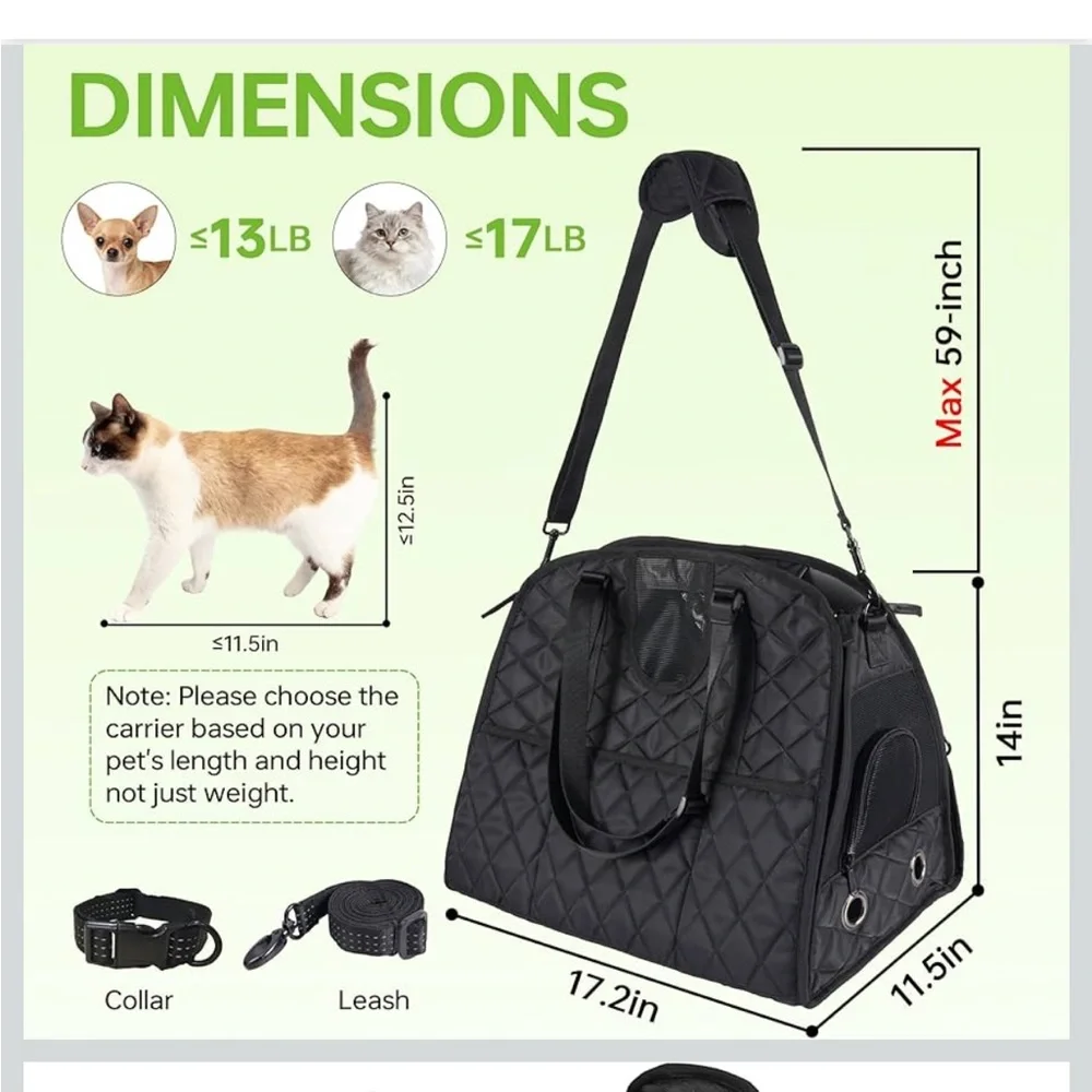 •MOYSOON Fully Opening Cat Soft-Sided Carrier Zipper 3 Pockets Up to 16 Lbs