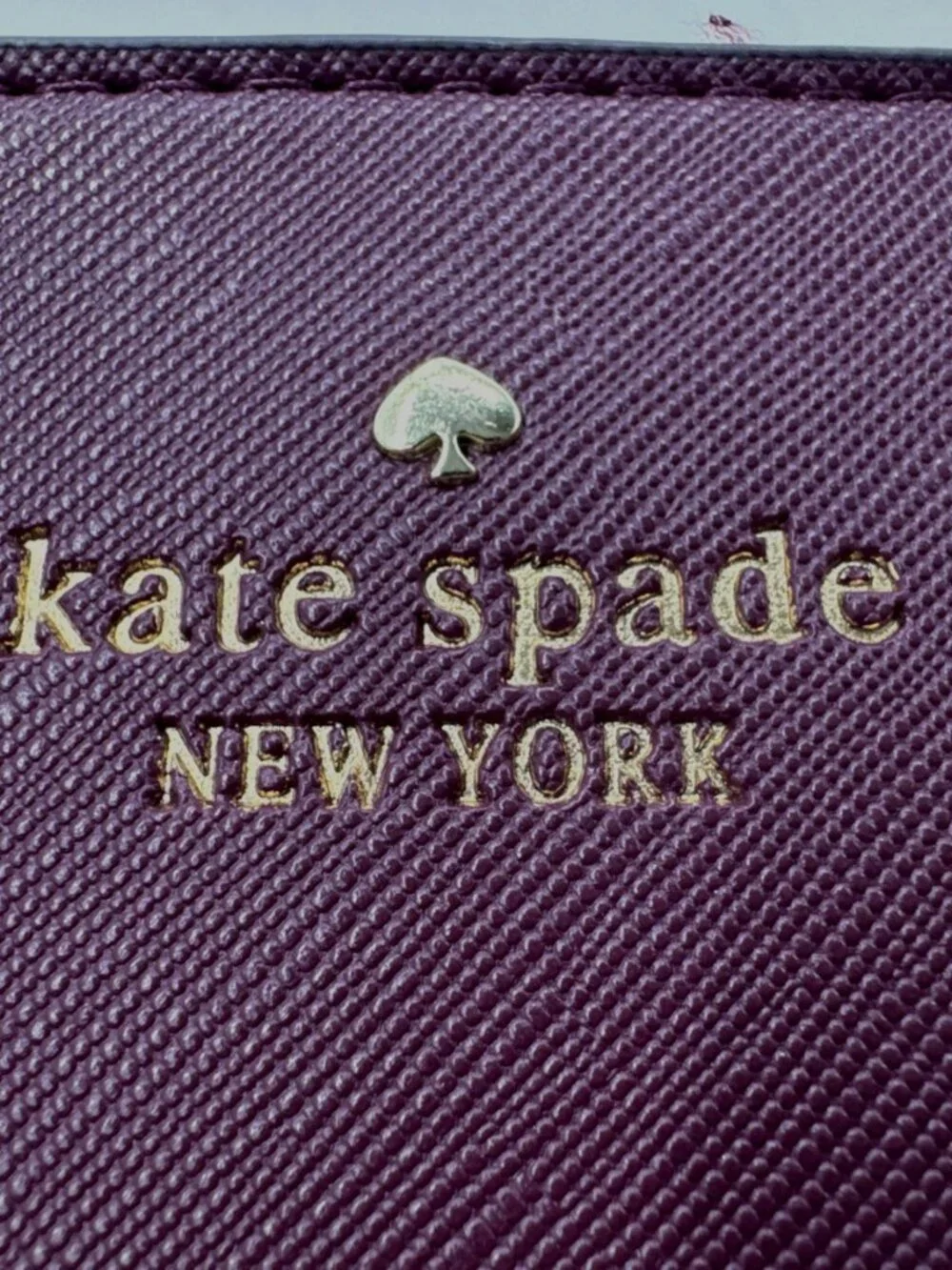 Kate Spade Wristlet Burgundy Leather Wrist Strap Zip Wallet Clutch Logo NWOT