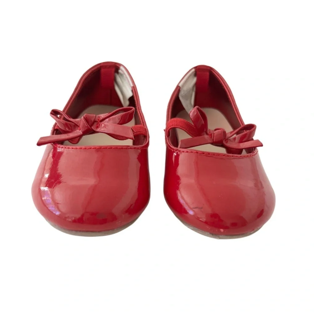 Gymboree Kids Red Glossy Ballet Flats with Bow Strap | Toddler Girl 7