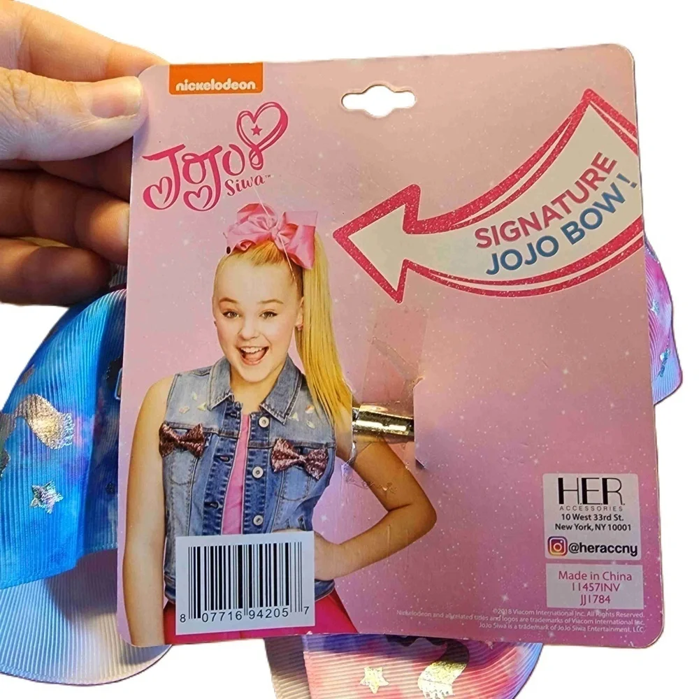 NWT Jojo Siwa Multicolor Embellished Rhinestones Unicorn Stars Hair‎ Bow Clip