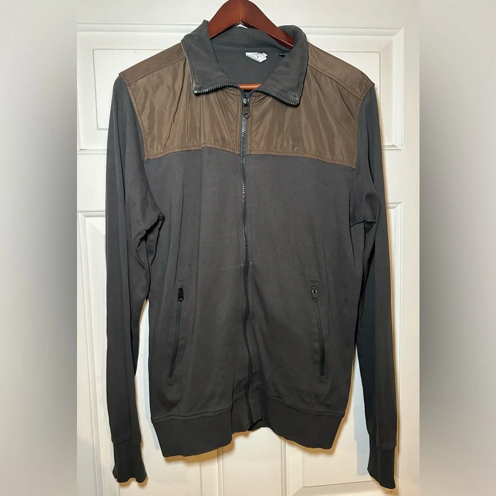 G Star Raw‎ Jacket Men Large Brown Two-toned Full Zip Track Style Jacket Logo.