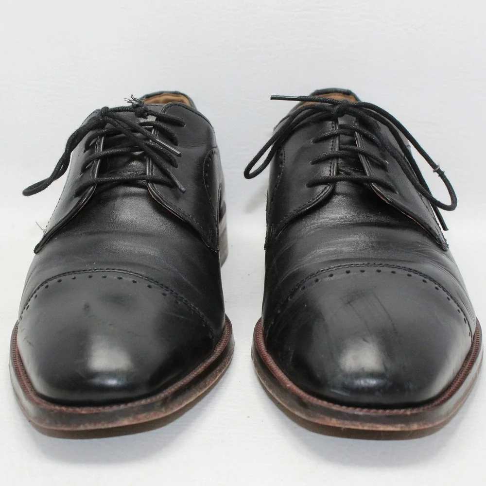 Johnston & Murphy Mens Black Leather Cap Toe‎ Derby Dress Shoes 59-2541 Size 9M