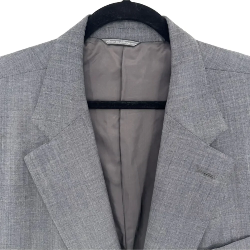 ERMENEGILDO ZEGNA Gray Wool Long 2 Button Blazer Jacket Size 48L (58L EUR)