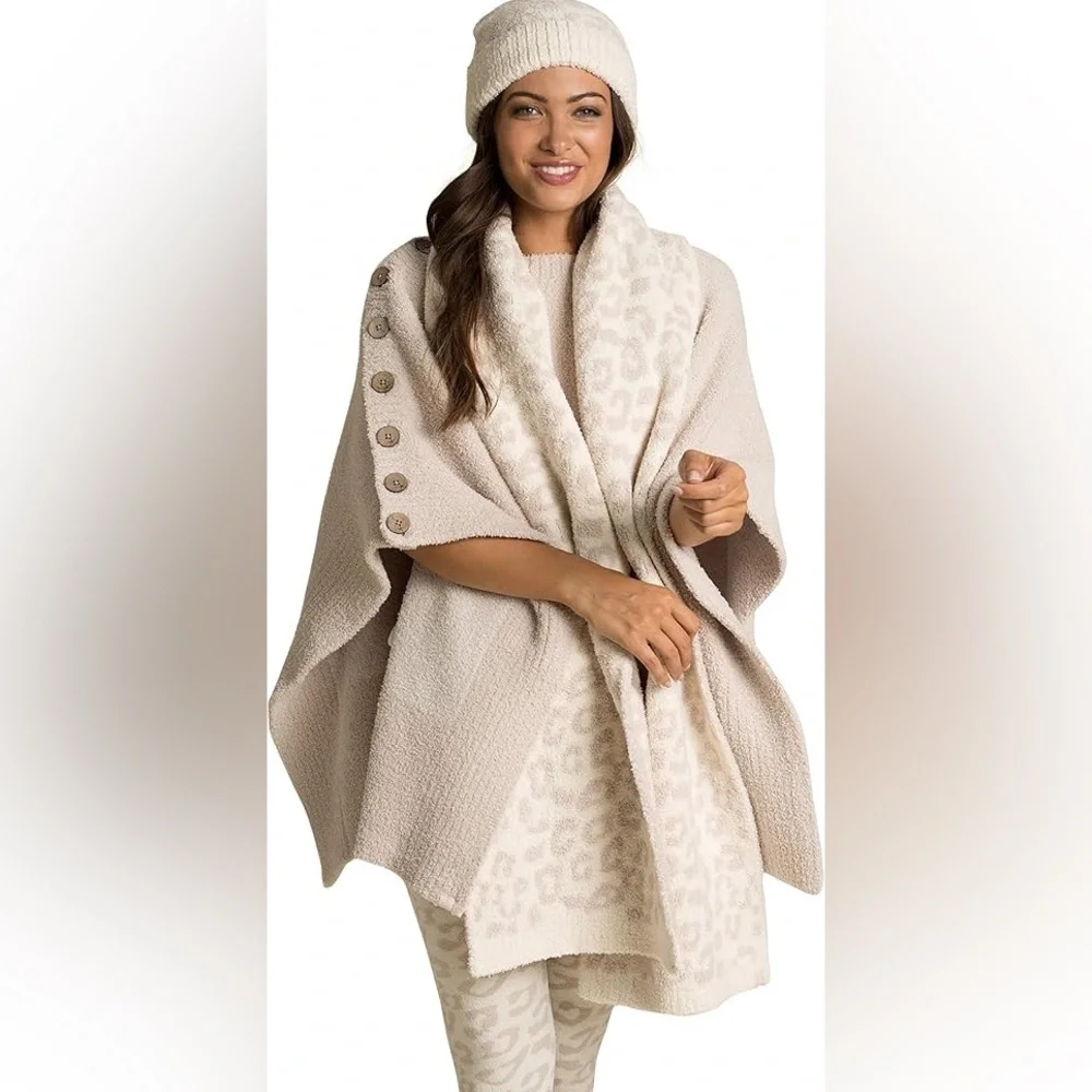 New BAREFOOT DREAMS COZYCHIC BITW BEANIE‎ & SCARF SET Color: Cream-Stone