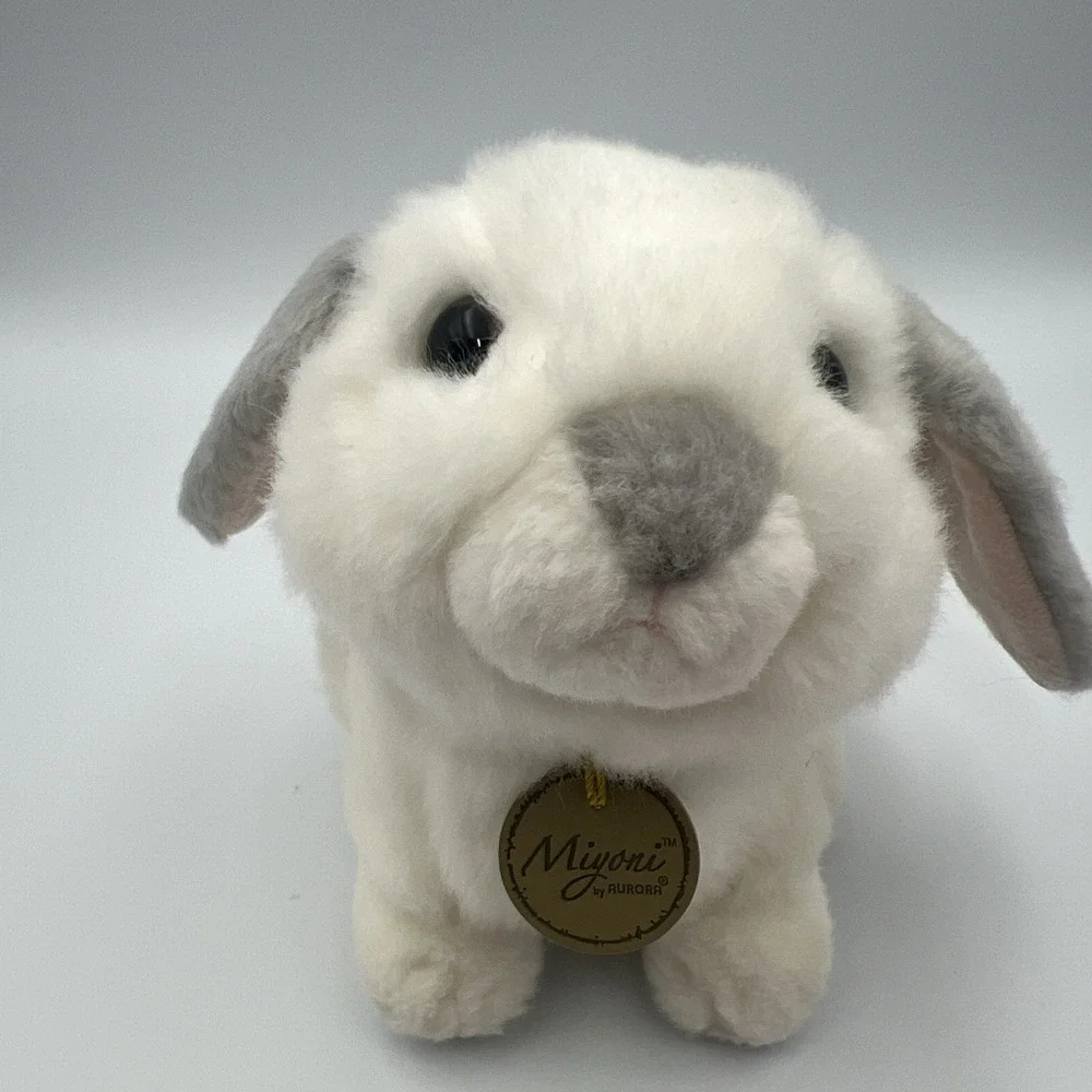 Miyoni by Aurora Lop Bunny Rabbit White/Gray Plush Stuffed Animal‎ Easter