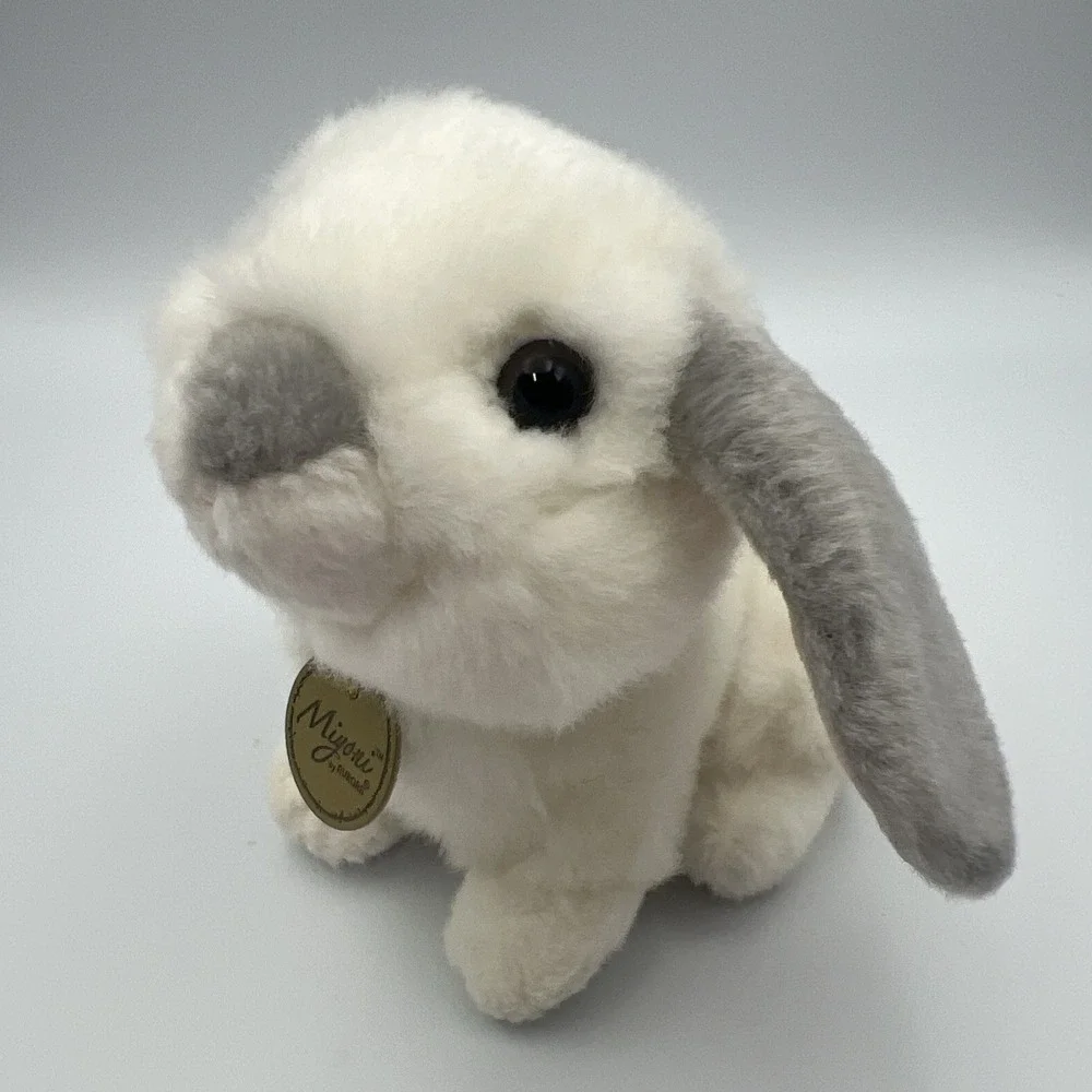 Miyoni by Aurora Lop Bunny Rabbit White/Gray Plush Stuffed Animal‎ Easter