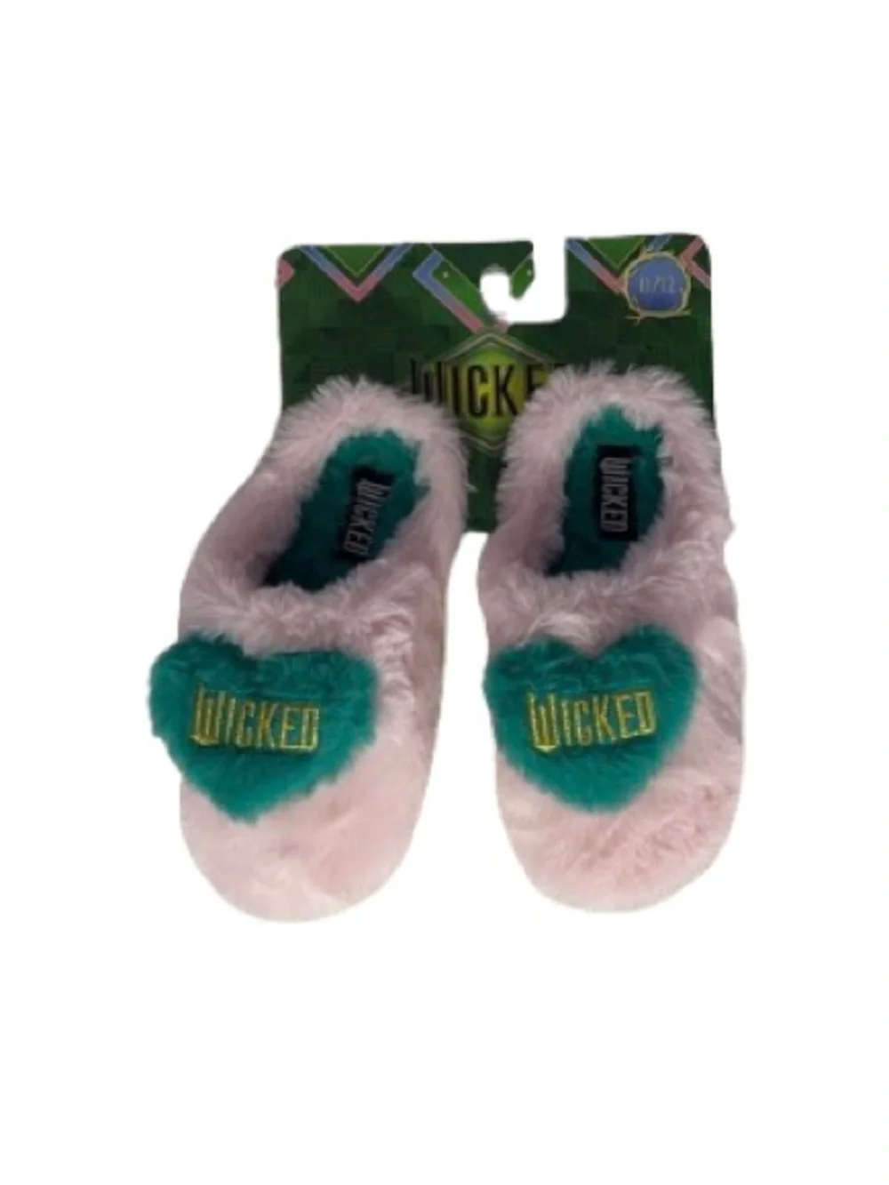 NWT Wicked Kids House Shoes Fuzzy Pink and Green Size 11 12