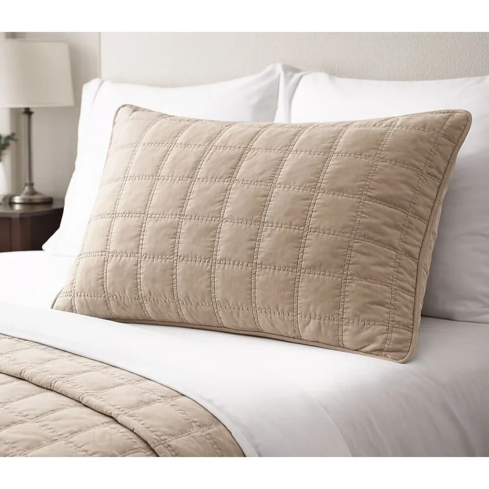 Brooks‎ Brothers Single Pillowcase Pillow Cover Beige Square Theme 21x37