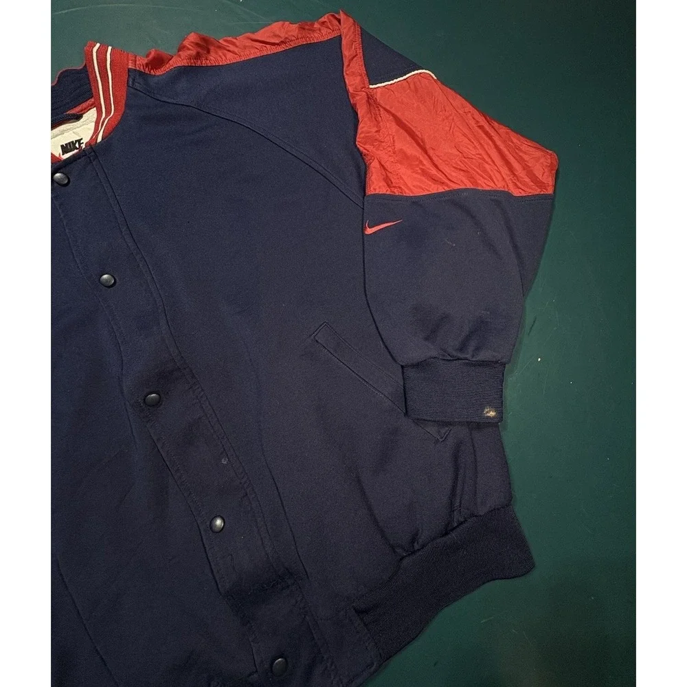 Vintage 90's Nike Bomber Jacket Track Jacket swoosh Red‎ Blue Color Block Size L