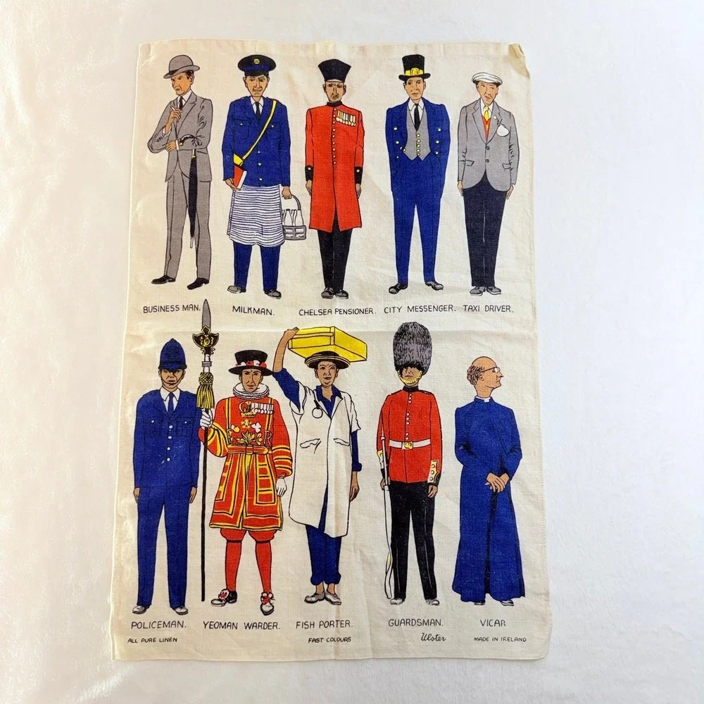 Vintage Ulster Pure Linen Tea Towel‎ British Occupations Made in Ireland 19x29