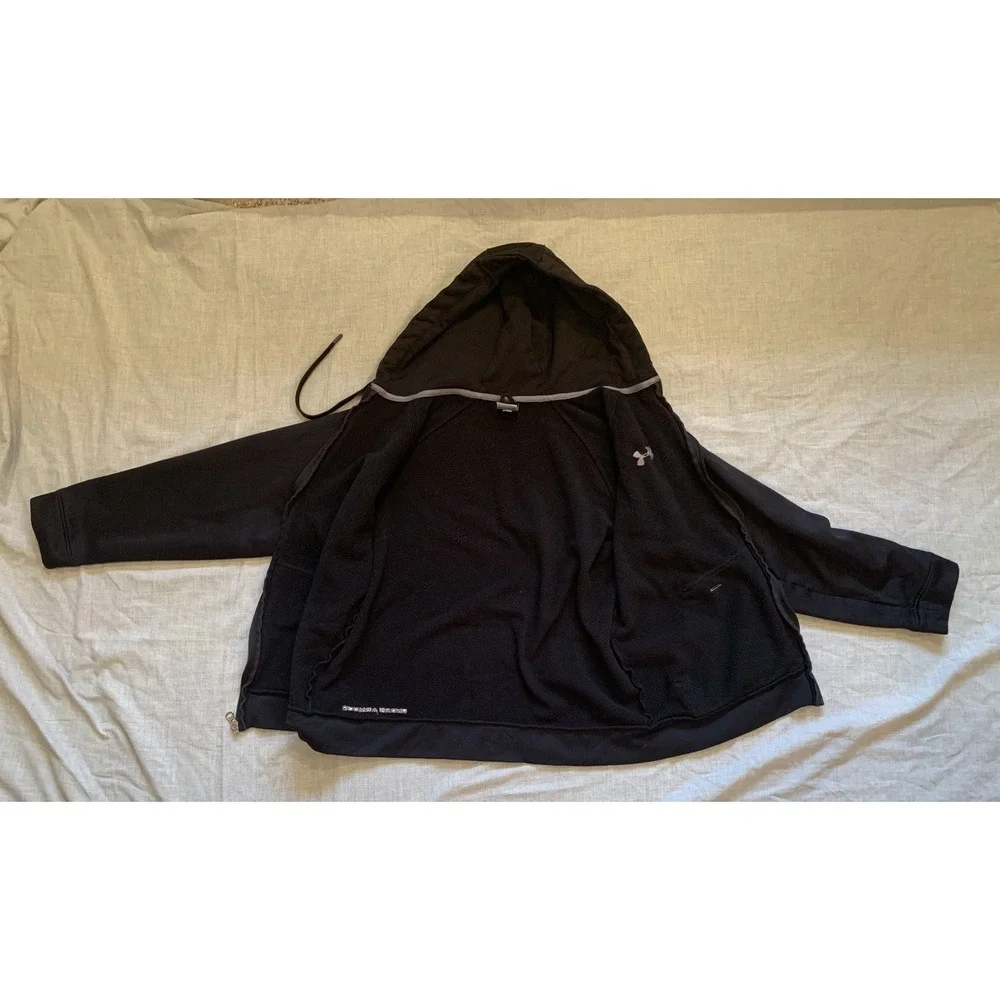 Under Armour Jacket Boys Size Small Black Full Zip‎ Hood