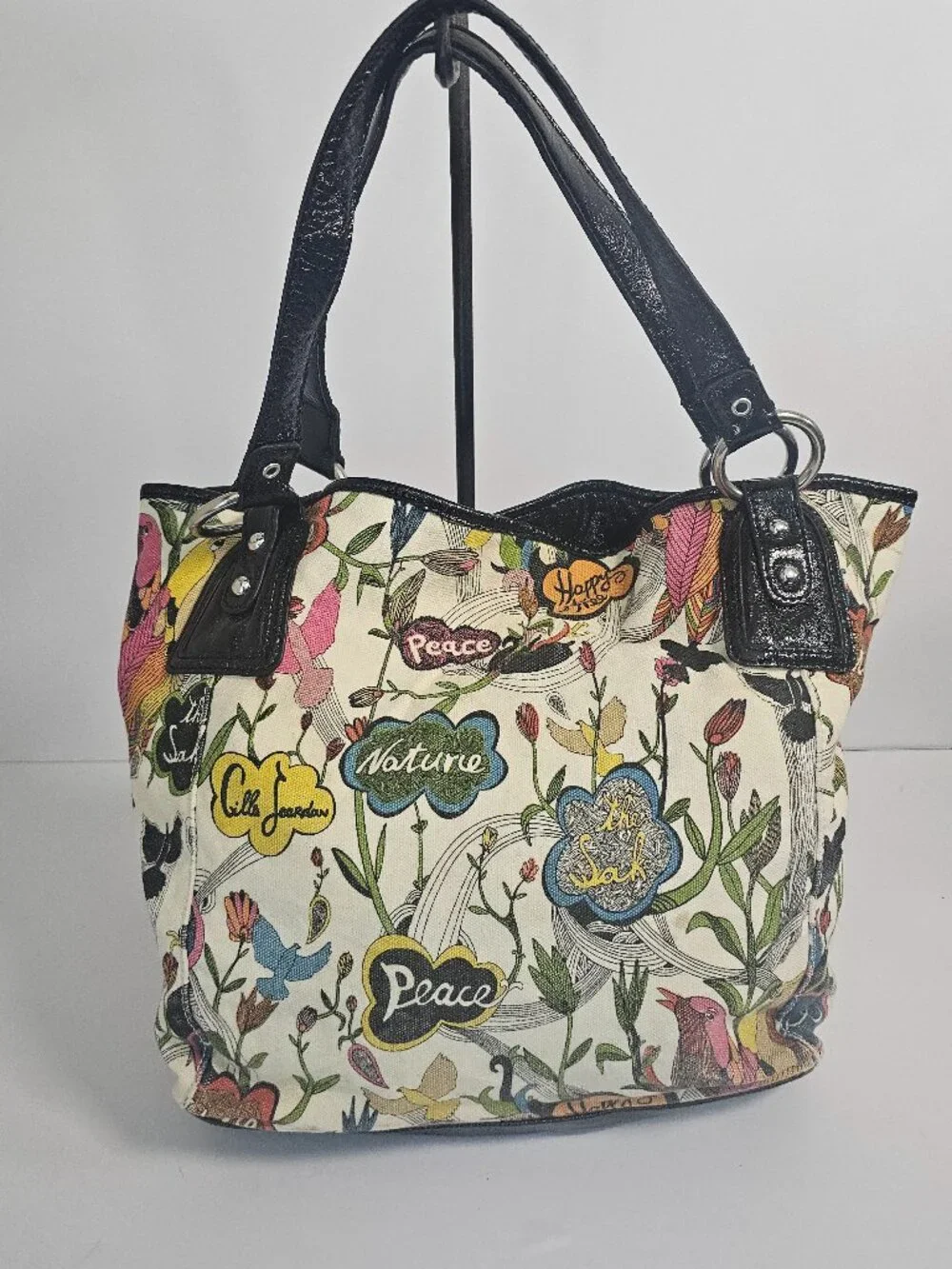 The Sak Bag Shoulder Peace Floral Canvas Boho Casual
