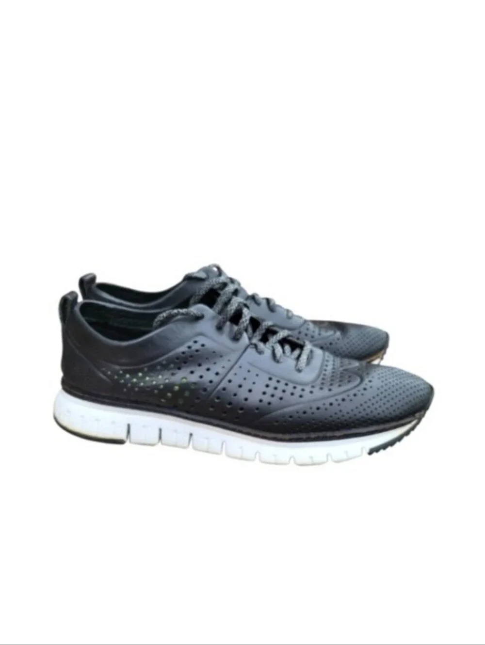 Cole Haan Zerogrand Leather Laser Cut Black Casual Sneaker Loafer Shoe Men 11.5