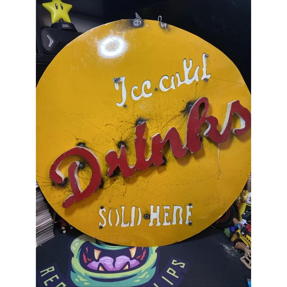 Vintage Shabby Chic Ice Man Cave Beer Gift Rare 3D Metal Hanging Sign 23.5