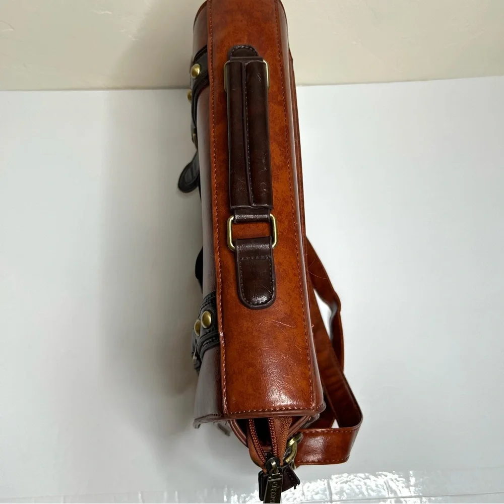 ECOSUSI Vintage Faux Leather Messenger Laptop Bag Satchel Brown with Bow 10x13