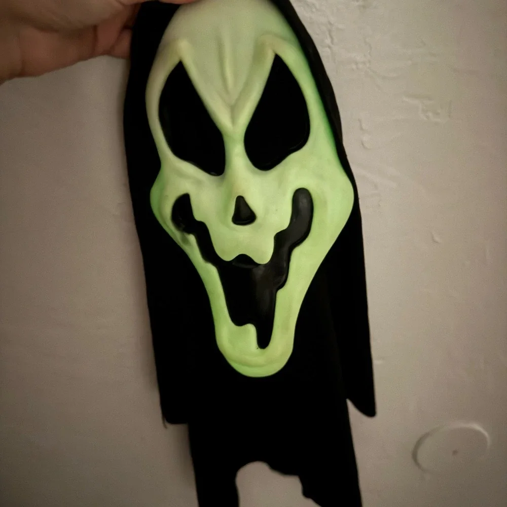 Vintage 90s Glow in the‎ Dark Scream Ghost Face Mask Costume Halloween Mens