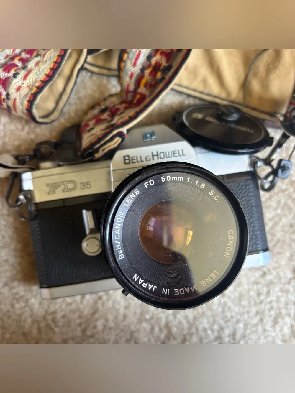 Untested Bell and Howell Film Camera Lot - bag, camera, lenses, film, flash