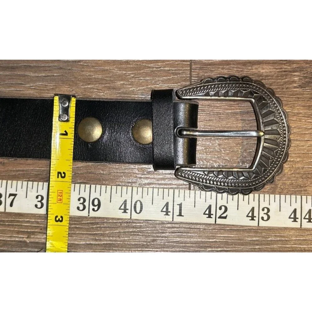 Dark Brown‎ Leather Concho Western Boho Women's Belt Size 36 1 1/2x41 1/2