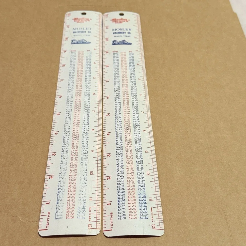 vintage Mosley Machinery Co. advertising rulers sizes from 6 pt. to 19 pt. Set 2