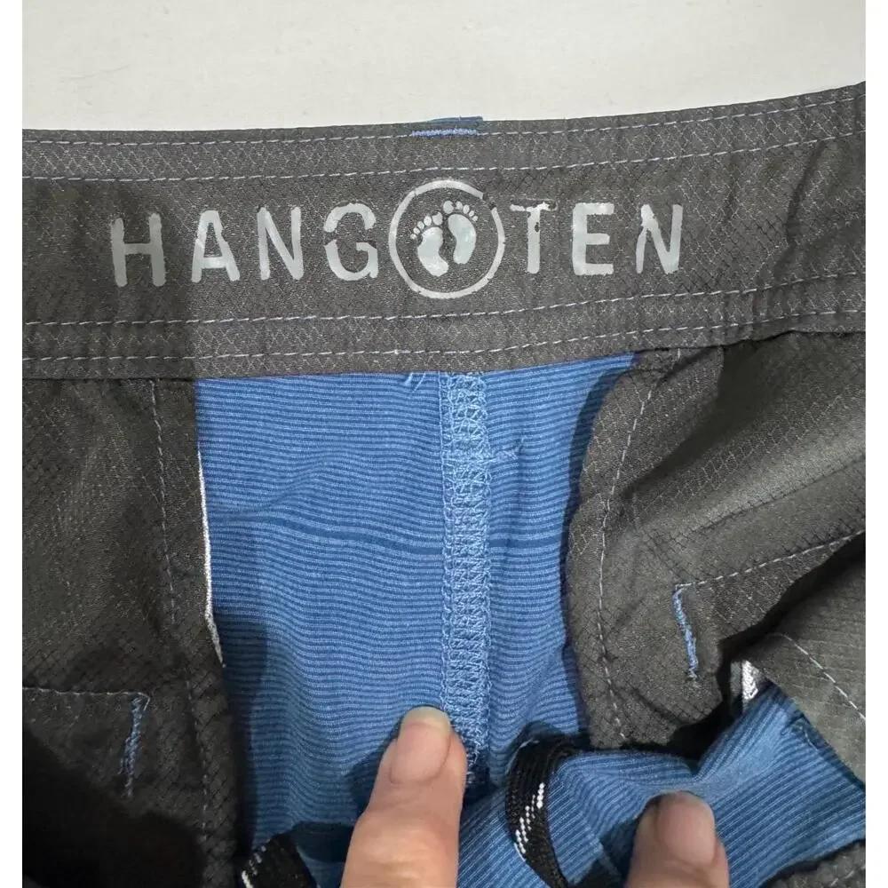 Hang Ten Blue Flat Front‎ Belt Loops Casual Shorts Mens Size 34