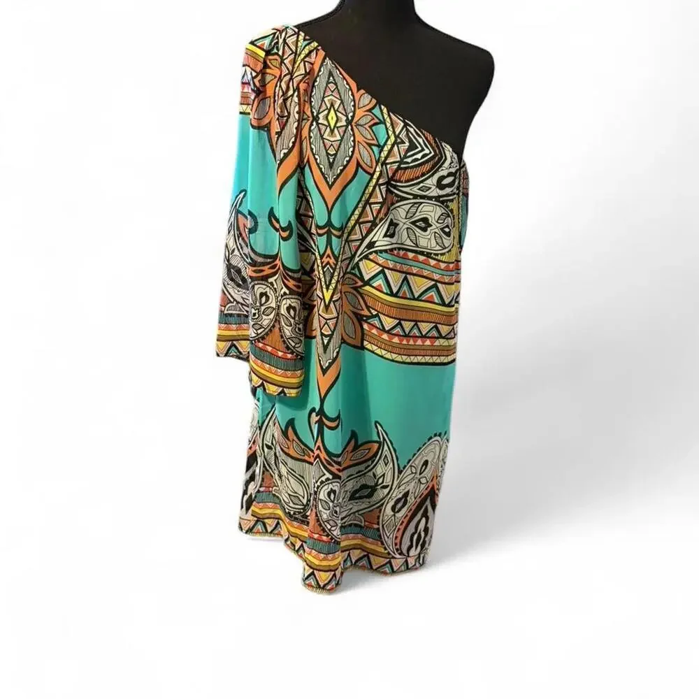 Carolina Williamson multicolored one shoulder dress Size Large