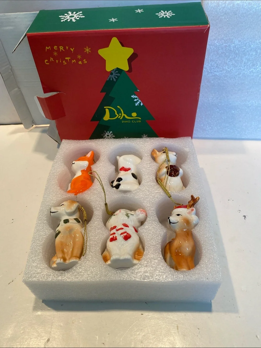 NIB Hand-Painted Ceramic Animal Ornaments for your tree