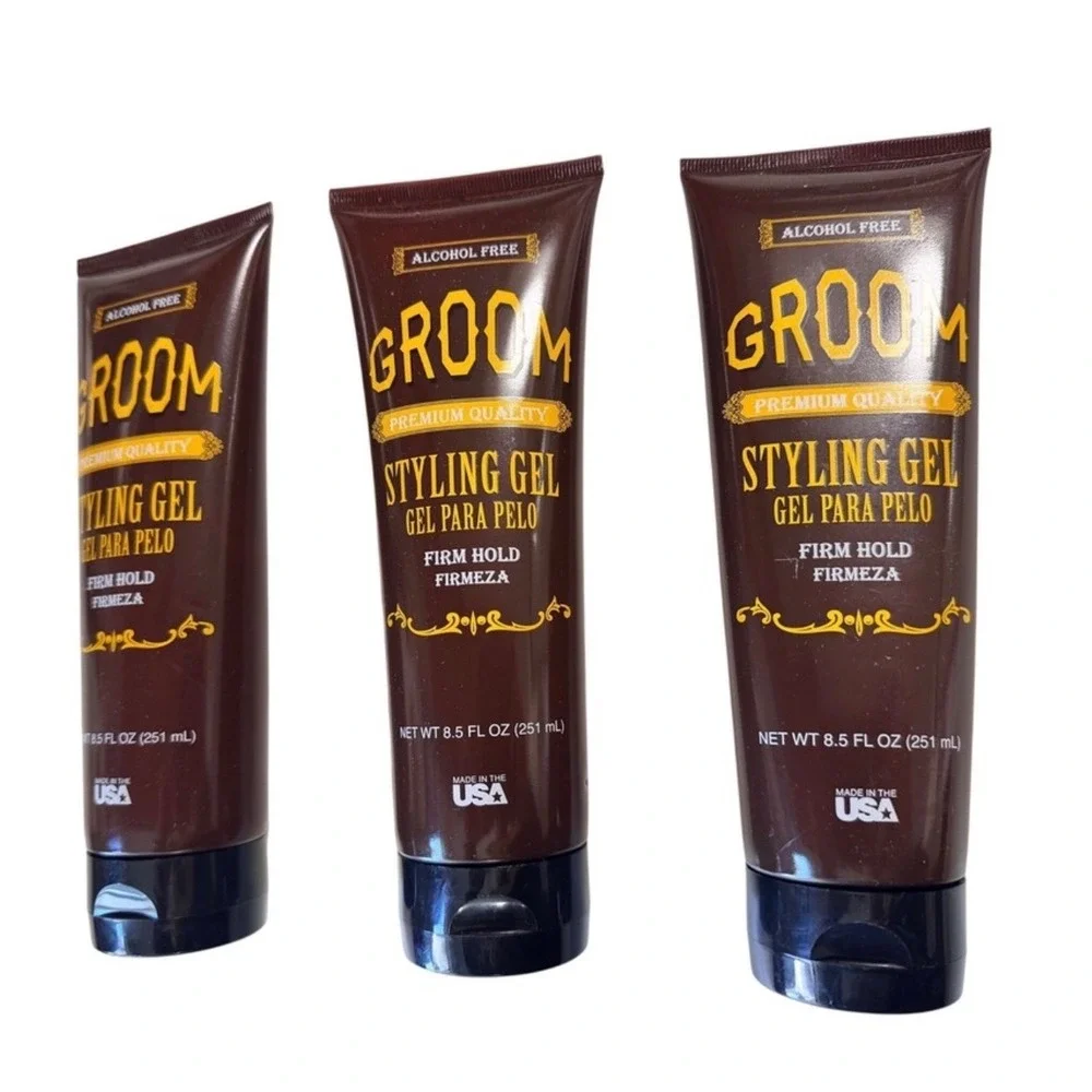 Groom‎ Styling Gel Firm Hold Alcohol Free Premium Quality 8.5 oz pack of 3