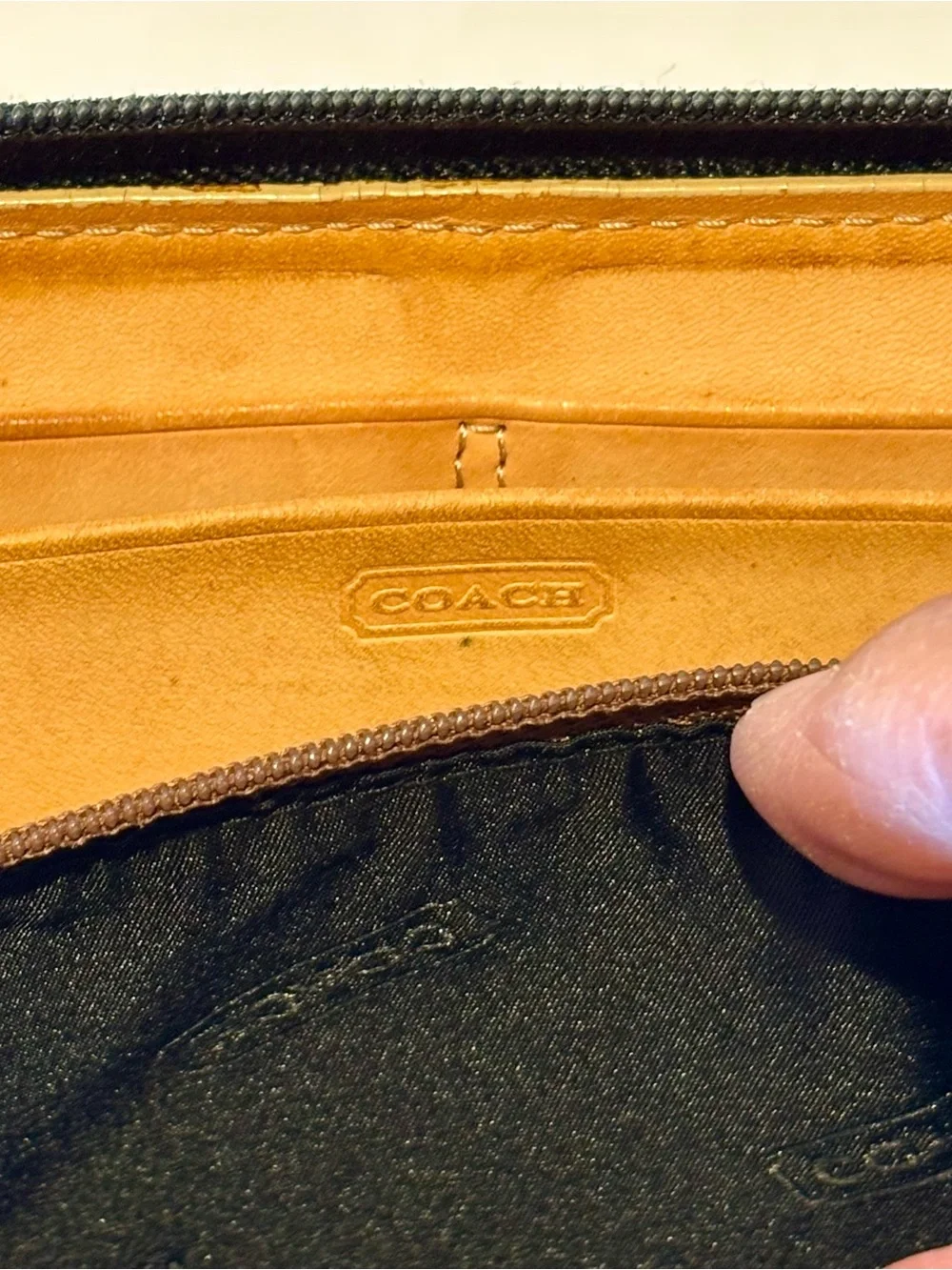 Coach Leather ware  Black and Gray Signature Zip Around Wallet