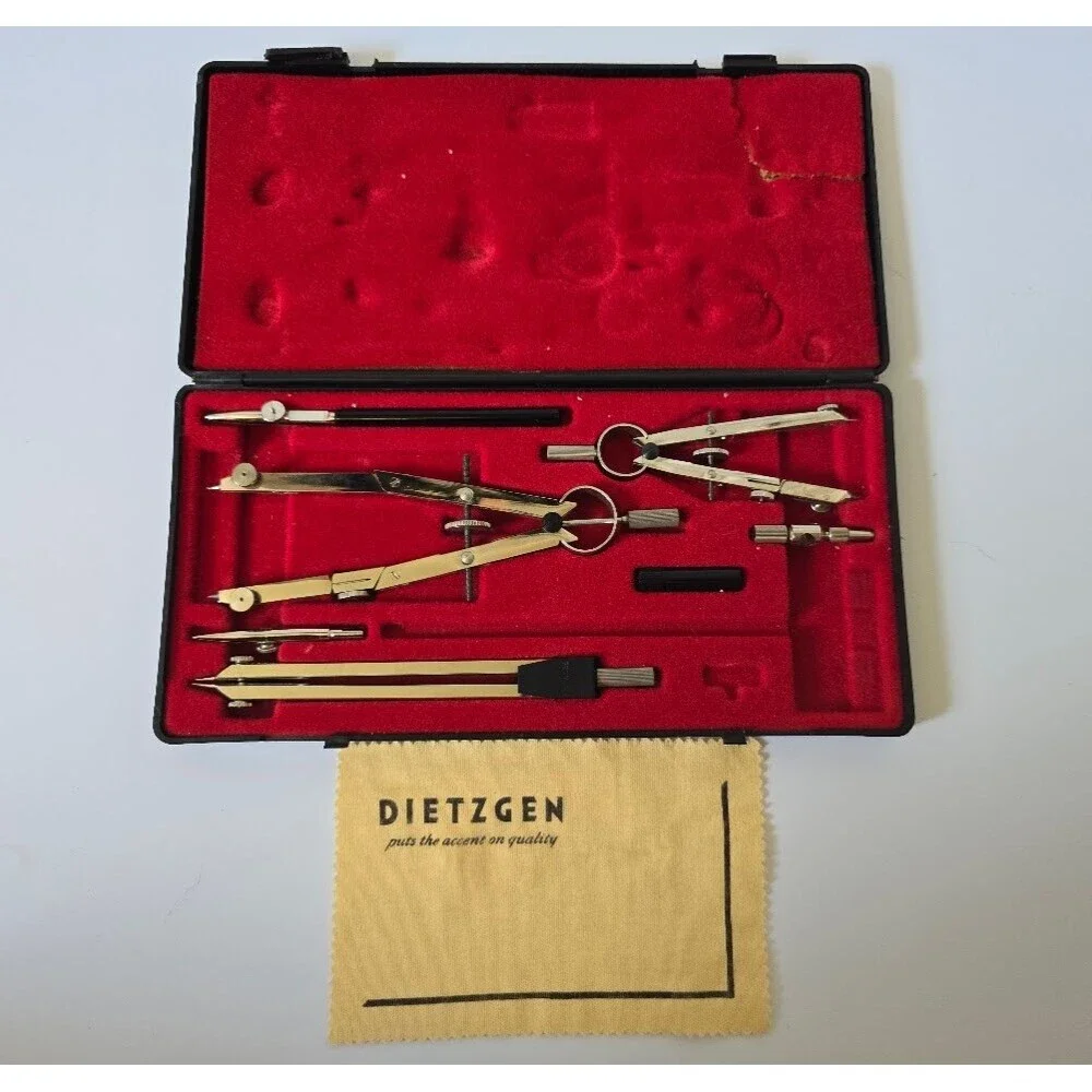 Vintage Dietzgen Stellar Drafting Set - Precision Drawing Instruments - Antique