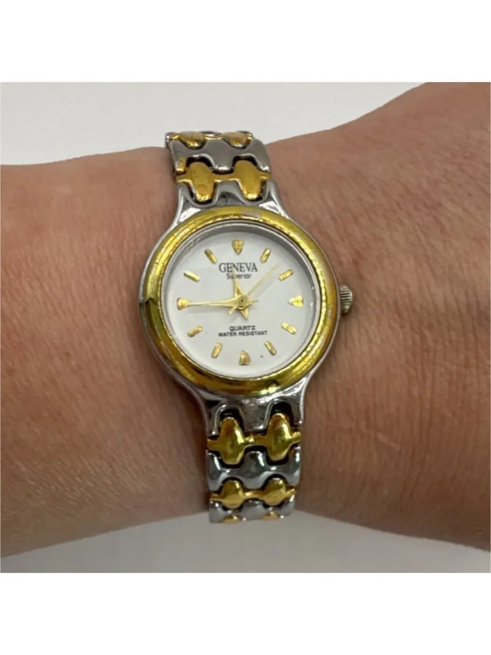 Geneva Superior Women's Quartz Analog Two-Tone Bracelet White Dial Watch