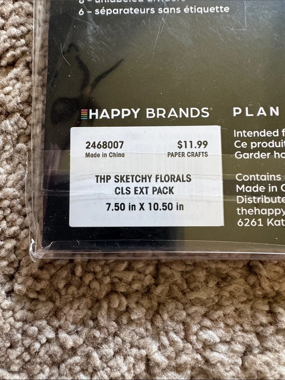 Happy Planner Black & White Floral Undated Calendar Extension-Classic Size