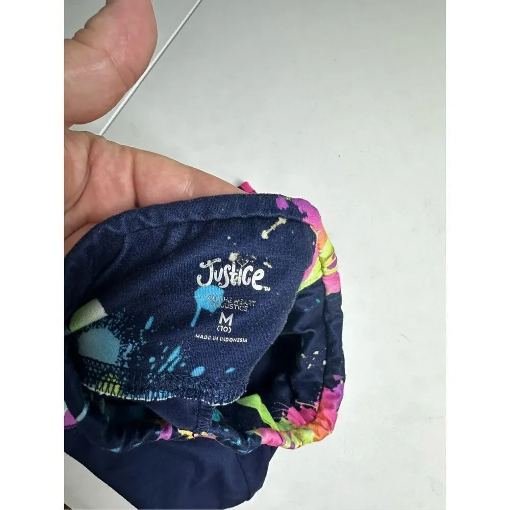 Justice Girls Shorts Logo Printed Navy Blue Pink Size M (10)
