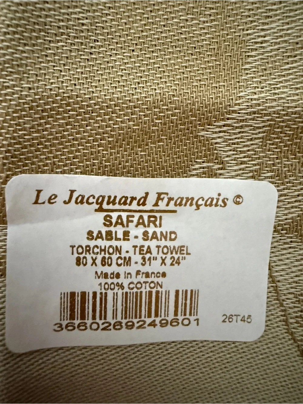 Le Jacquard Francais Safari Tea Towels Set of 2 Orange Sand Animal Print New