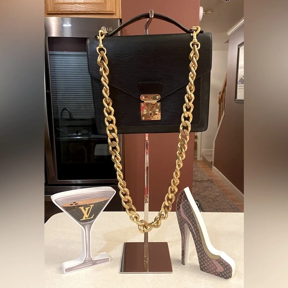 A-1CS-2A: LOUIS VUITTON Leather Epi Concorde Handbag w/FREE Unbranded Chain, EUC