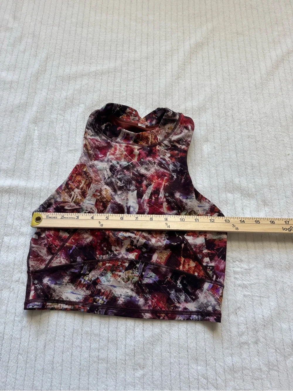 lululemon athletica Multicolor Abstract Racerback Sports Bra with Rust Mesh