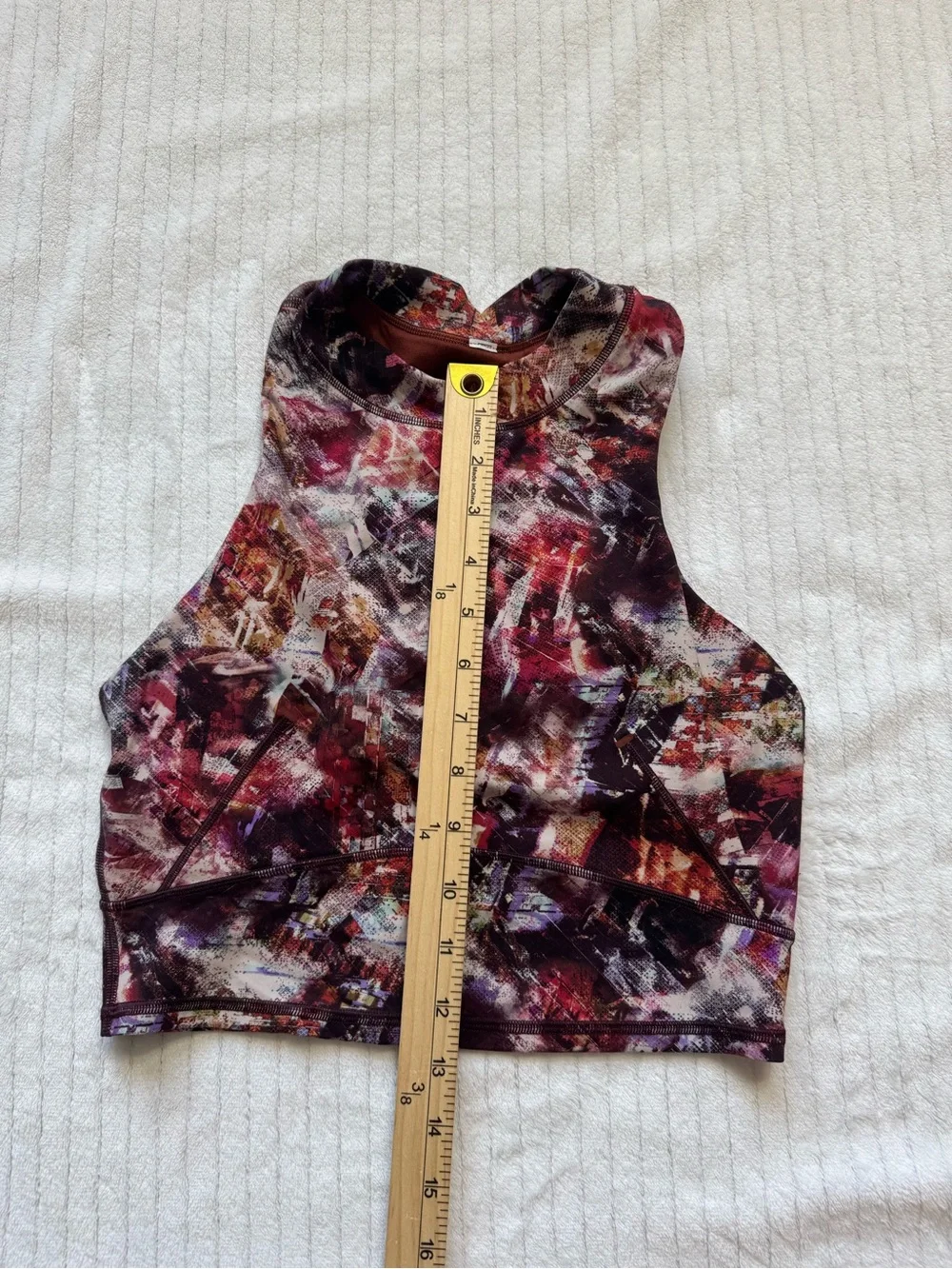 lululemon athletica Multicolor Abstract Racerback Sports Bra with Rust Mesh