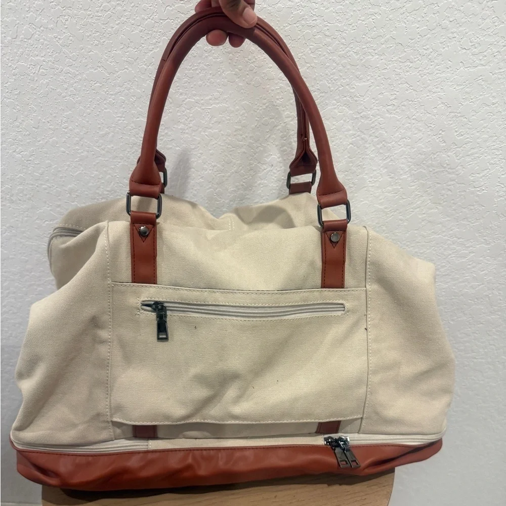 Stylish Cream and Brown Men's Bag