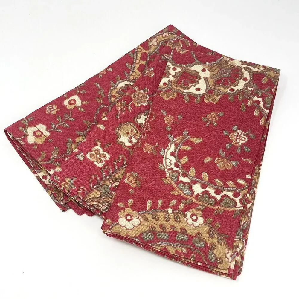 Pottery Barn Chalet Paisley Red Napkins NWOT Set Of 3