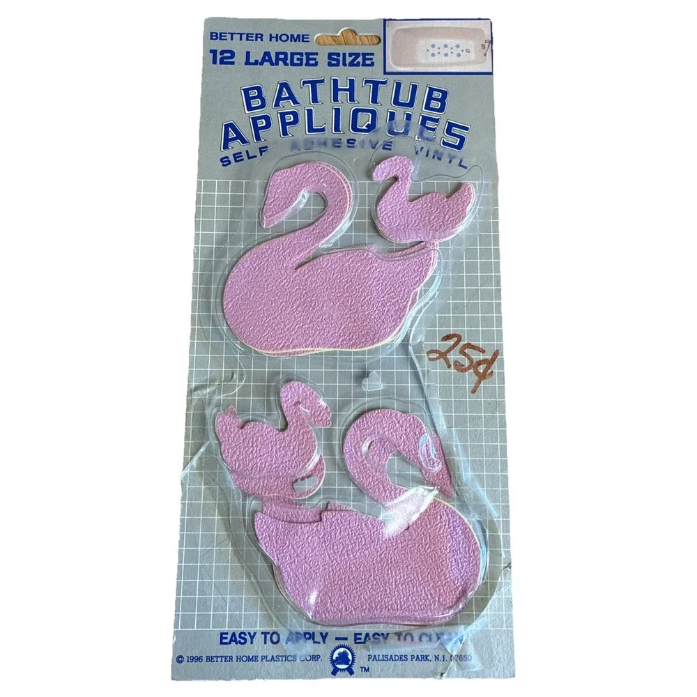 Vintage Bathtub Appliques Swan Pink 11 Pc Better Home 1996 NEW  *Open Box