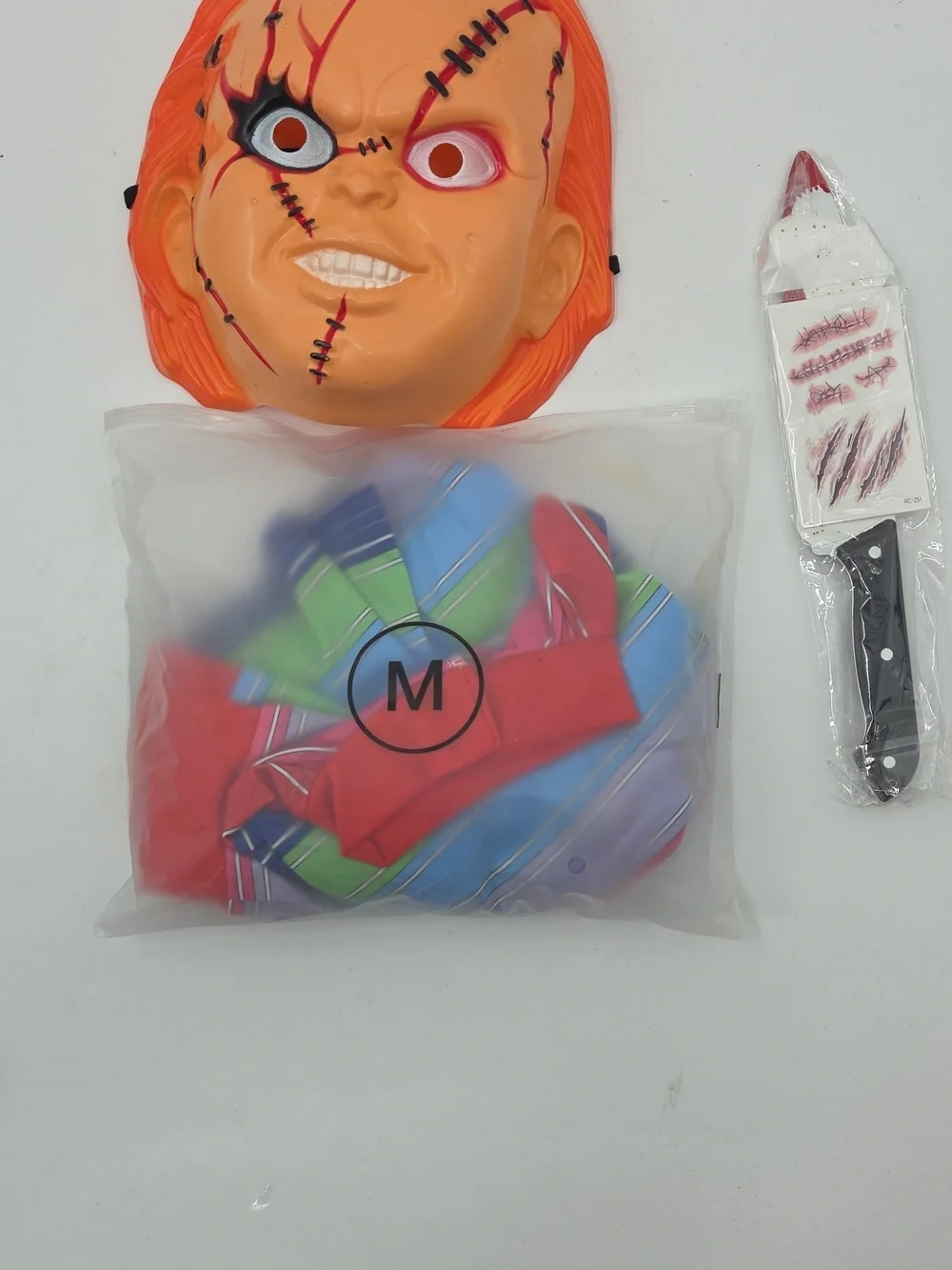 Kids Chucky Blue Striped Overalls Halloween Costume with Mask