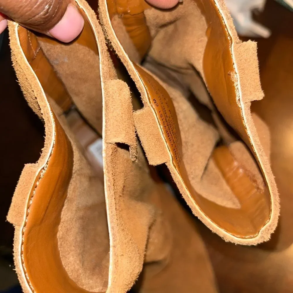 Steve Madden Pull Slip on Brown/Tan Suede Leather Mid-Ankle Boots(Size 6M)