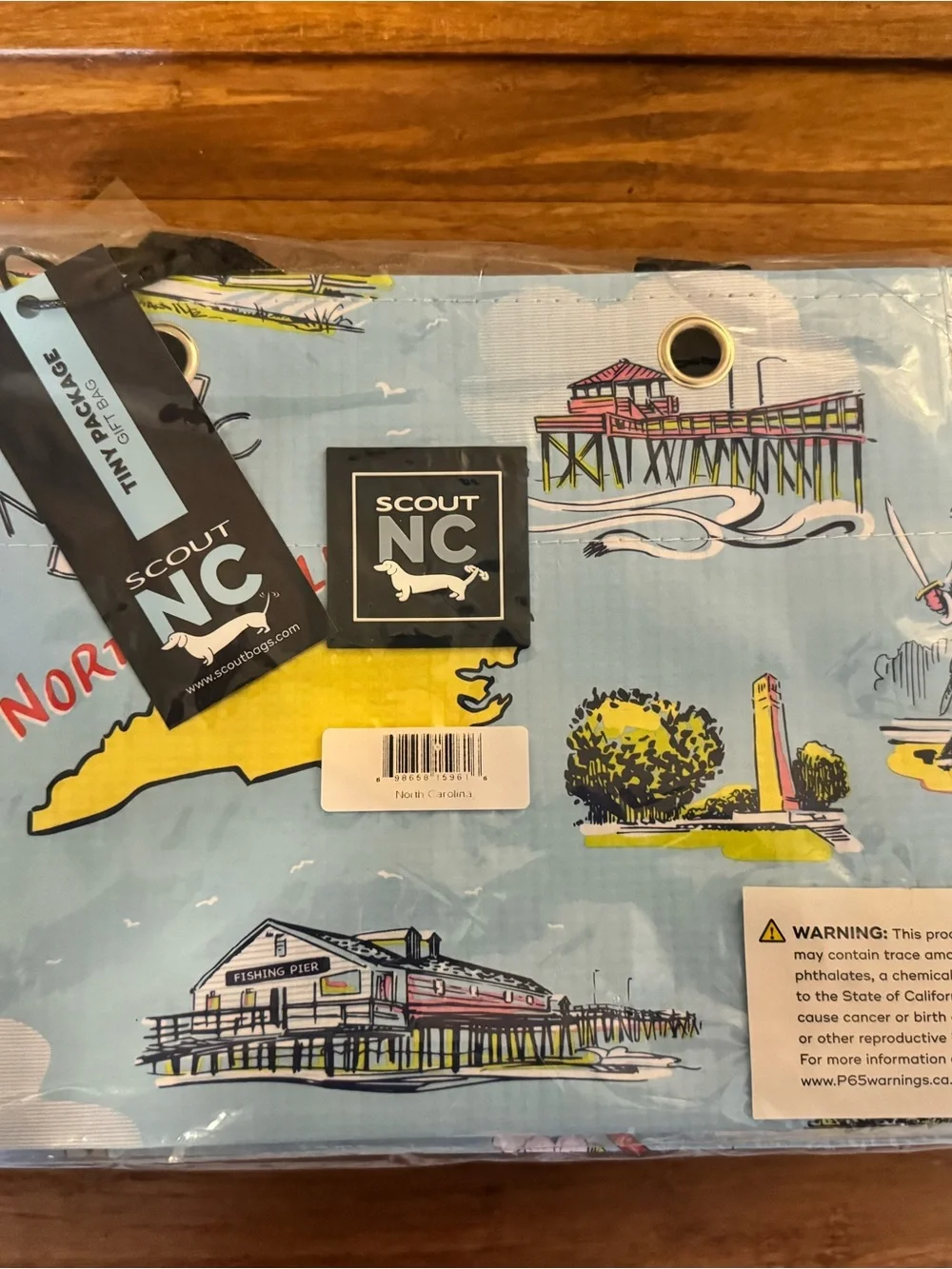 Scout Coastal NC Print Tote in Light Blue, Yellow and Green (6 bags)