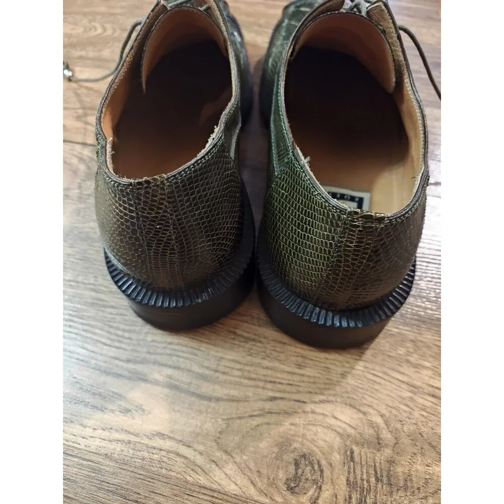 David Eden Dress Shoes Mens Size 9 Green Crocodile Alligator Oxford Square Toe