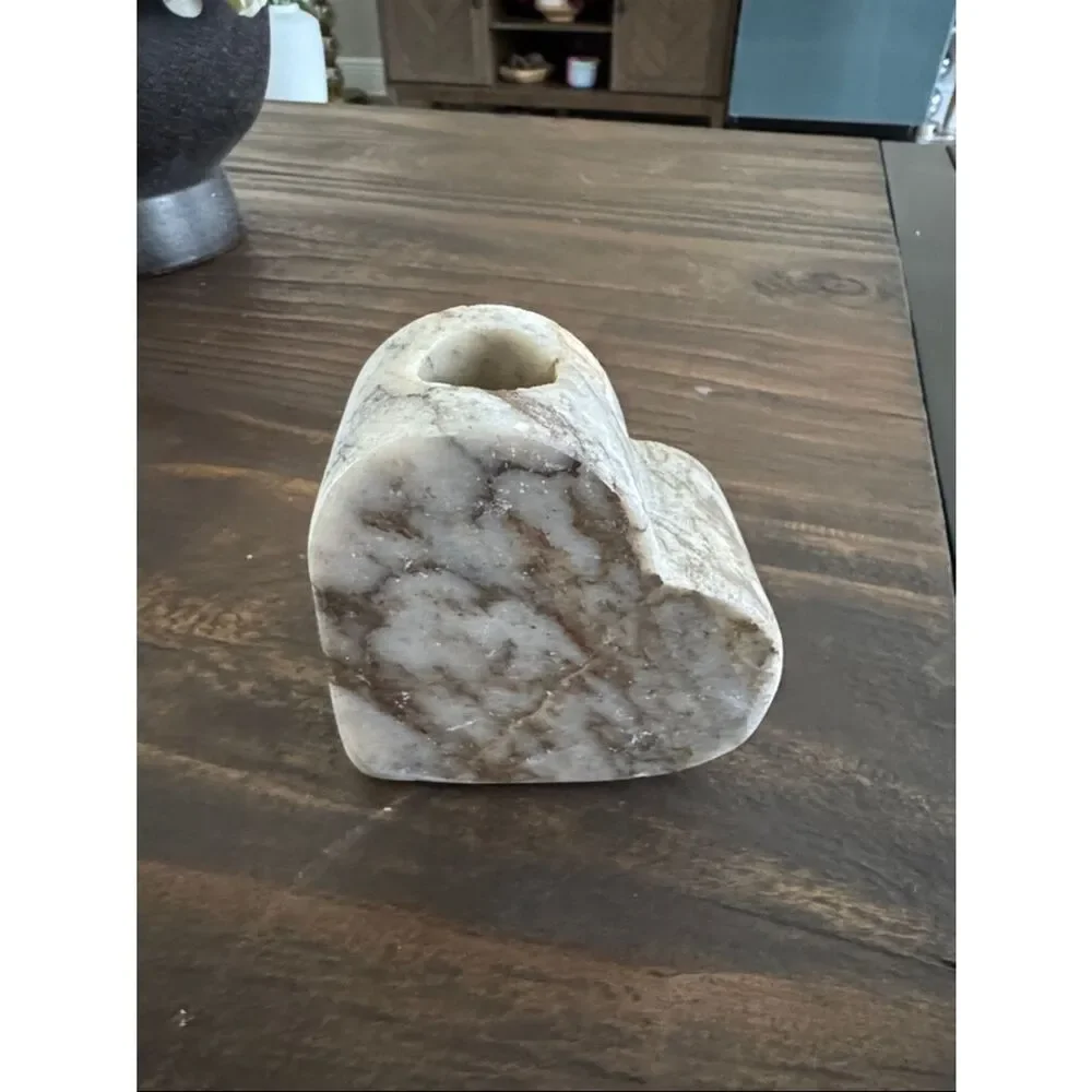 Threshold Marble Heart Candle Holder in Cream and Brown