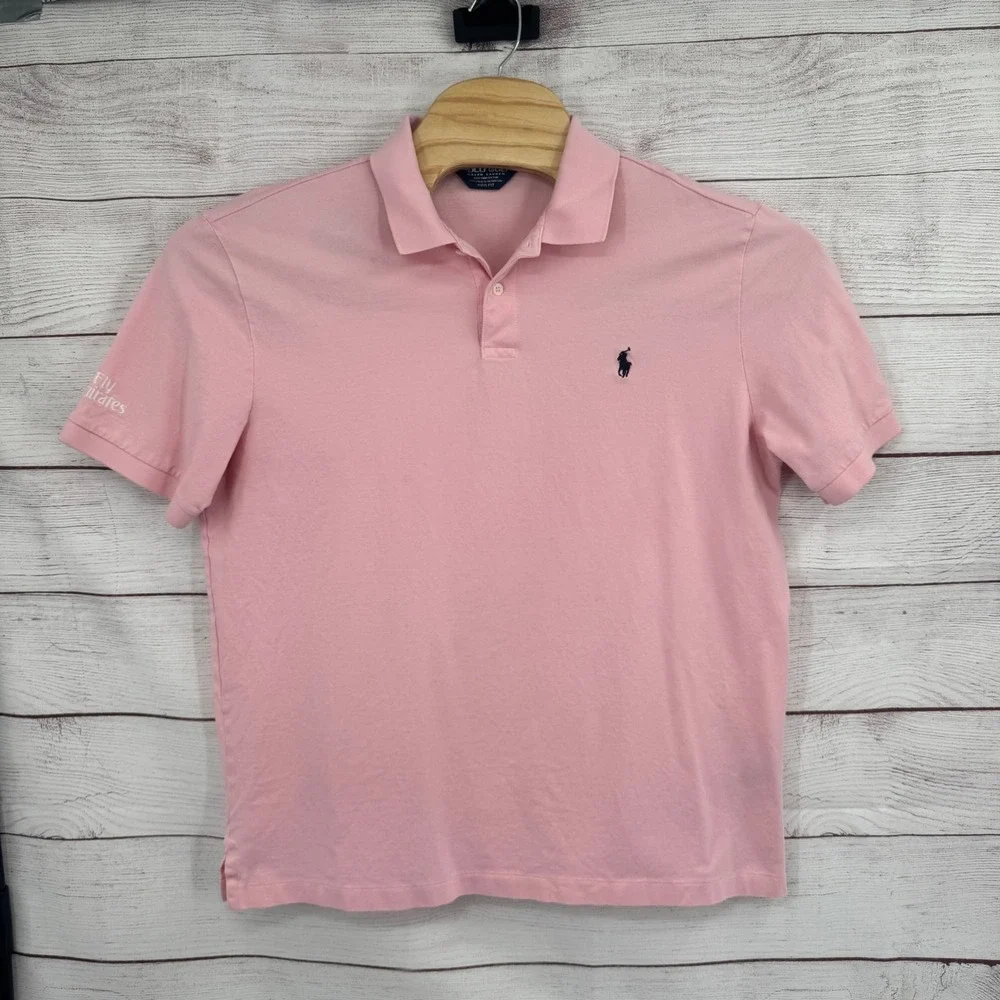Polo Ralph Lauren Golf Polo Shirt XL Fly‎ Emirates Logo Pink Pro Fit