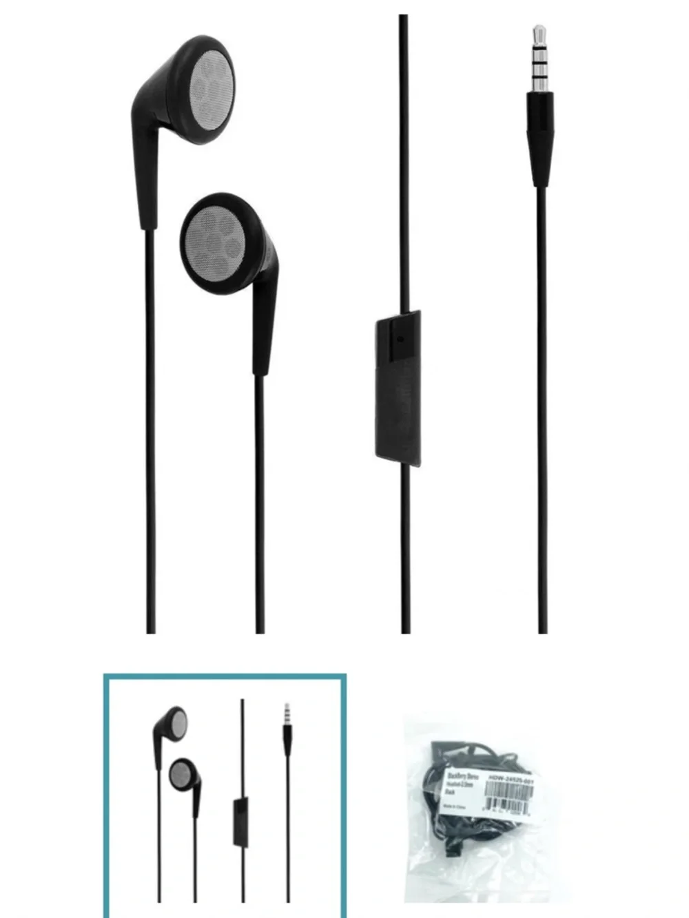 Blackberry Wired Earbud Headphones 3.5mm Stereo model number HDW-24529-001