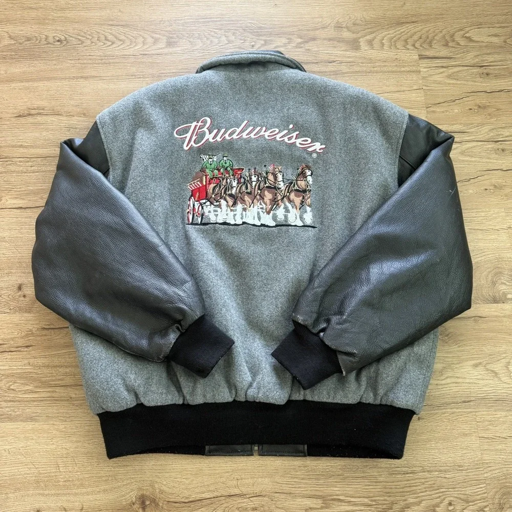 Vintage Excelled Anheuser-Busch Budweiser Size Large‎ Leather Jacket
