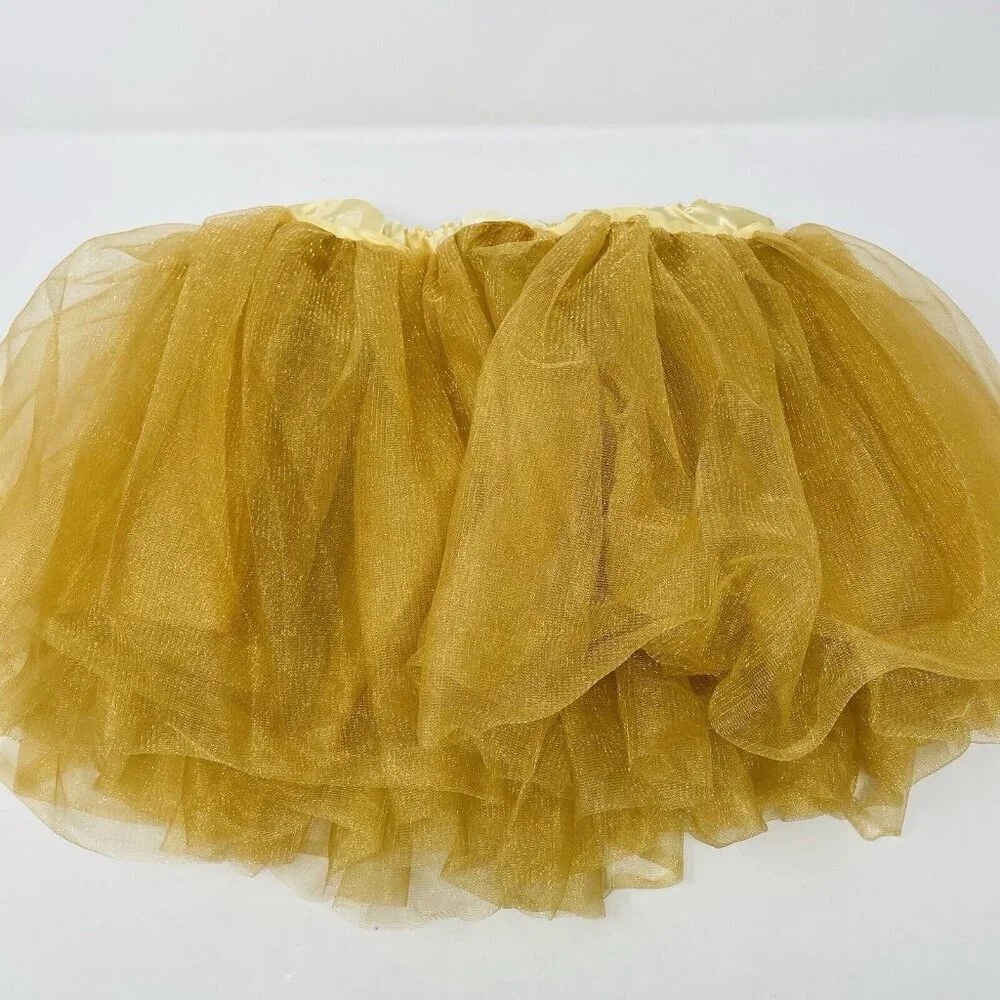 Youth Child Size S/M Mesh Tutu‎ Skirt Gold Ideal for Play Pretend Halloween 436