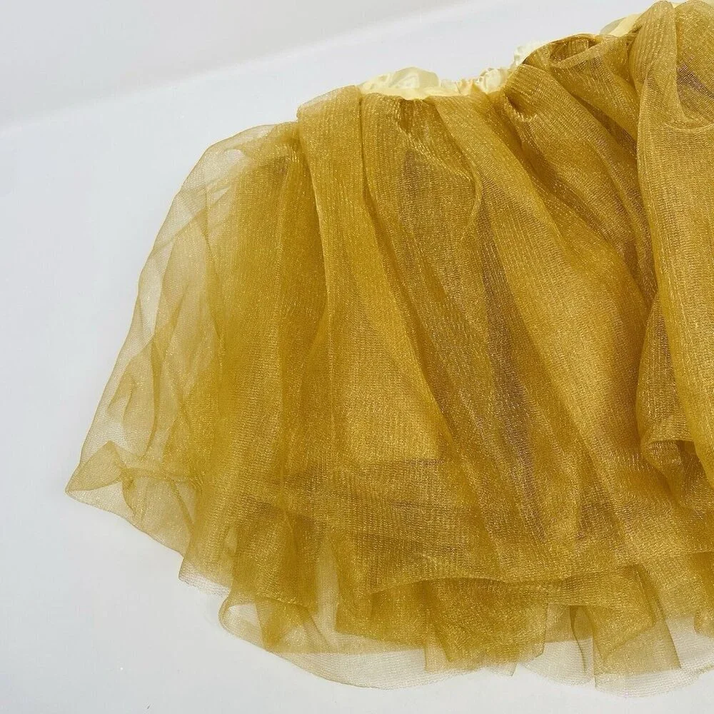 Youth Child Size S/M Mesh Tutu‎ Skirt Gold Ideal for Play Pretend Halloween 436